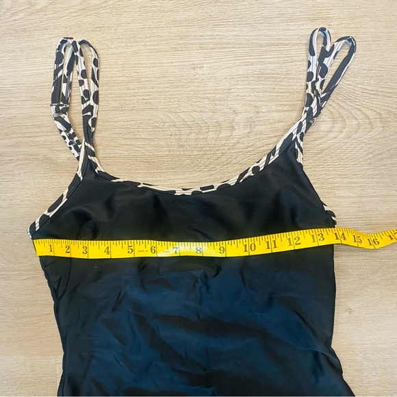 Christina One Piece Wrap Skirt Swimsuit Black & White Safari Animal Print 10 - Picture 5 of 12